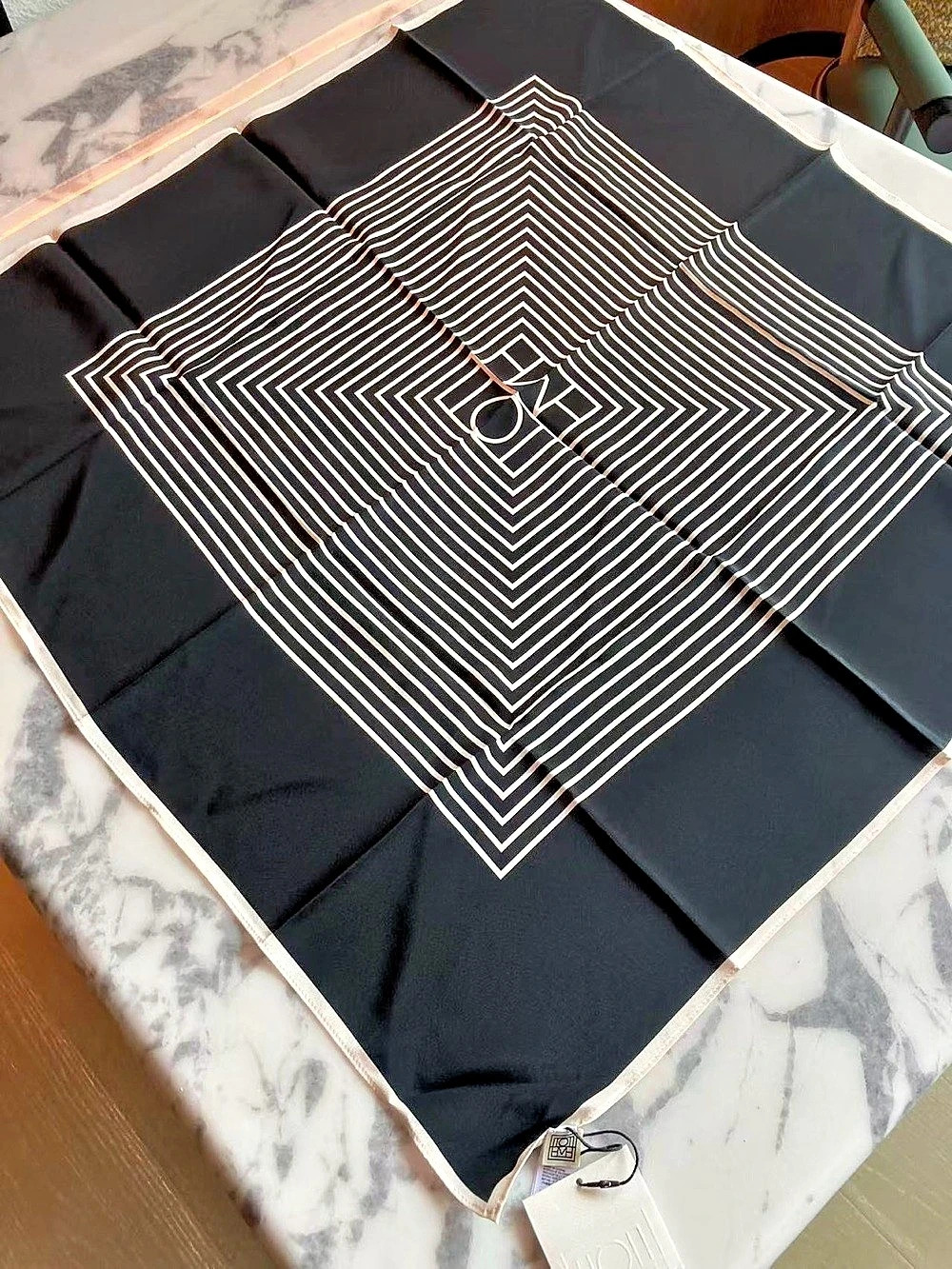 Toteme Geometric Silk Scarf in Black & White NWT